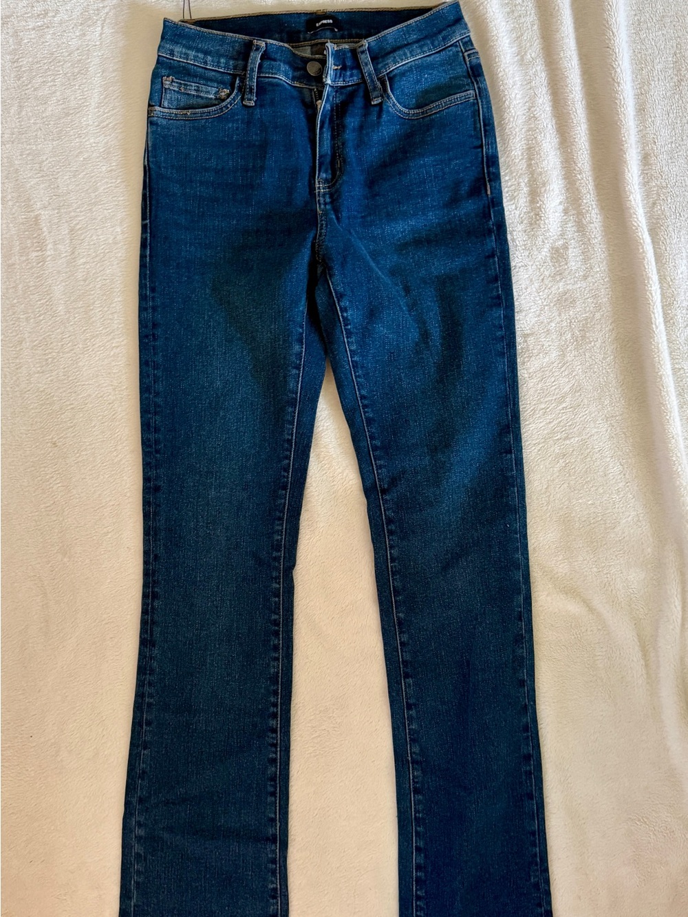 Express Women’s Slim Straight Jeans in Dark Blue